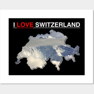 I Love Switzerland Snow Covered Mountain Peak Posters and Art